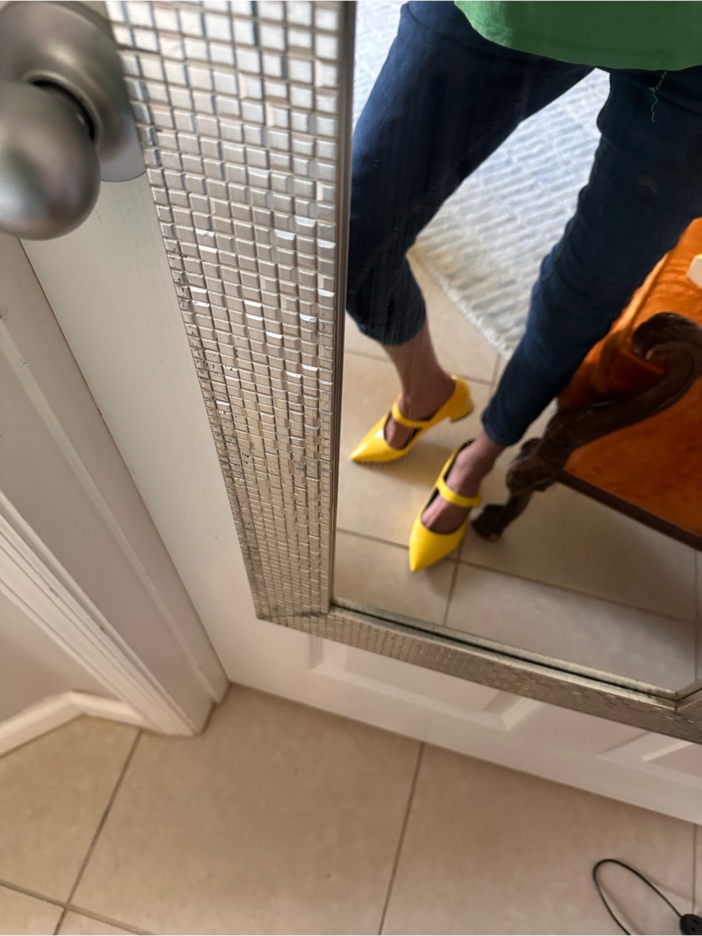 Yellow Pointed Mary Jane Heels with Buckle Strap - Picture 2 of 5